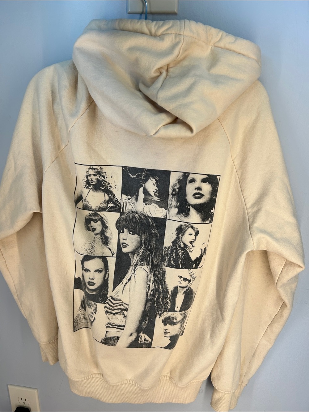 Taylor Swift Cream Crewneck Sweatshirt with Black Text